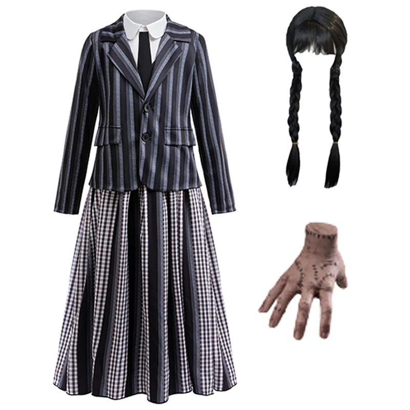 2026 New Girls Costumes 4-12 Years Old Girls Black Dress Prom Girls Halloween Cosplay Dress Up Costumes