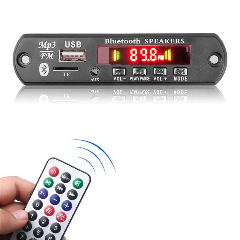 2Pcs 2X60W Amplifier Bluetooth 5.0 MP3 Decoder Board Handsfree 12V Wireless Music Player Audio Modul USB TF AUX FM Radio-BCBW