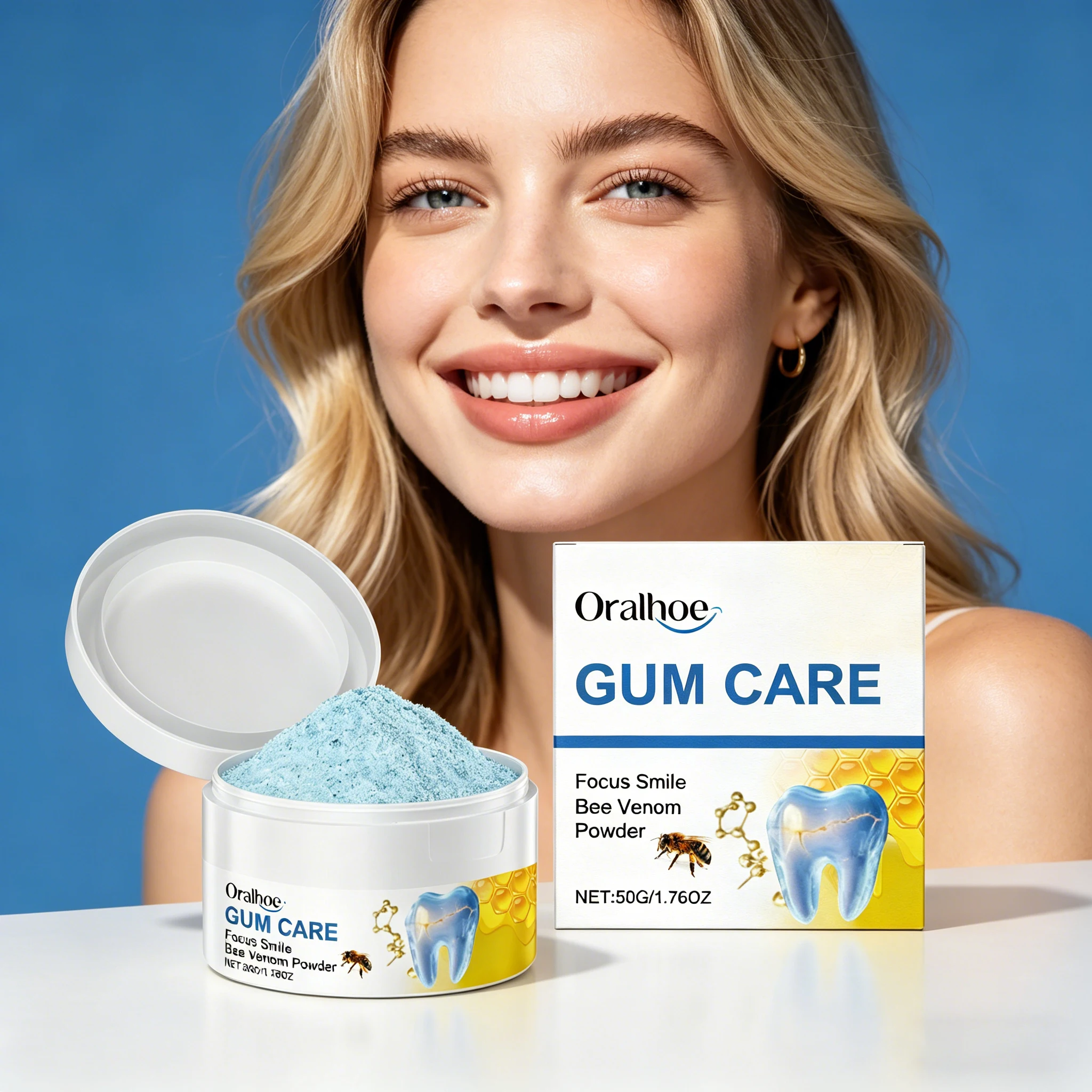 

ORALHOE 50г Порошок с пчелиным ядом для снятия воспаления десен, устранения зубного налета и кариеса, уменьшения запаха изо рта, чистящий порошок для зубов