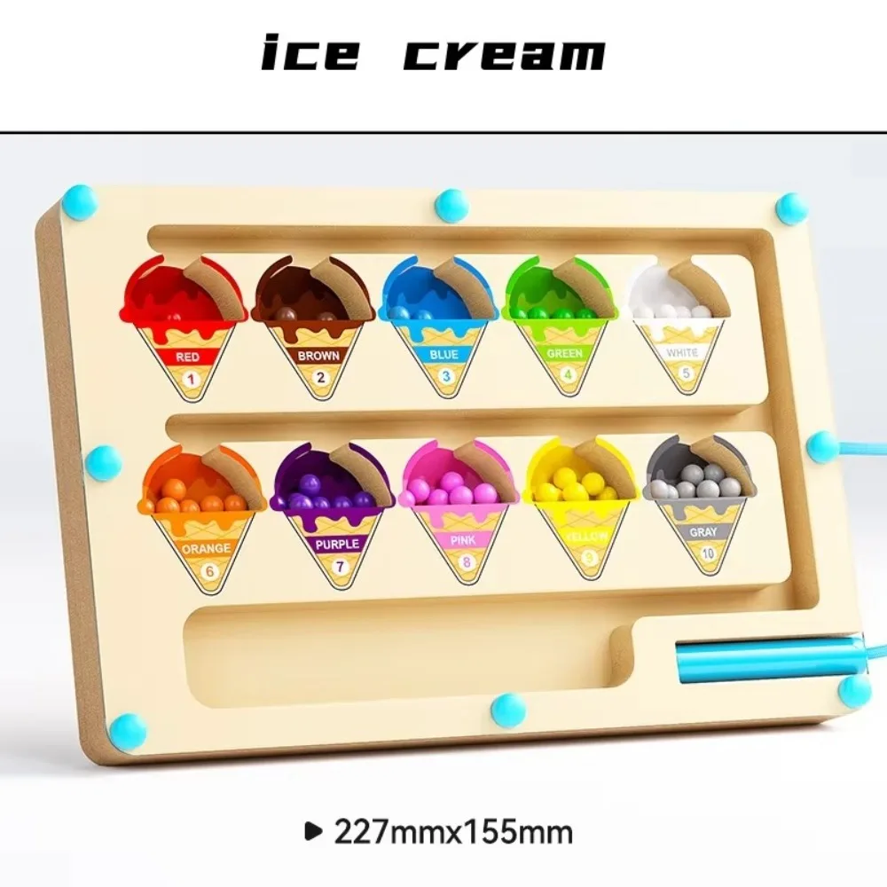 Jeux magnétiques Montessori en bois, jouet créatif, stylo, perles mobiles, jeux de tri des couleurs, développement de la motricité Fine