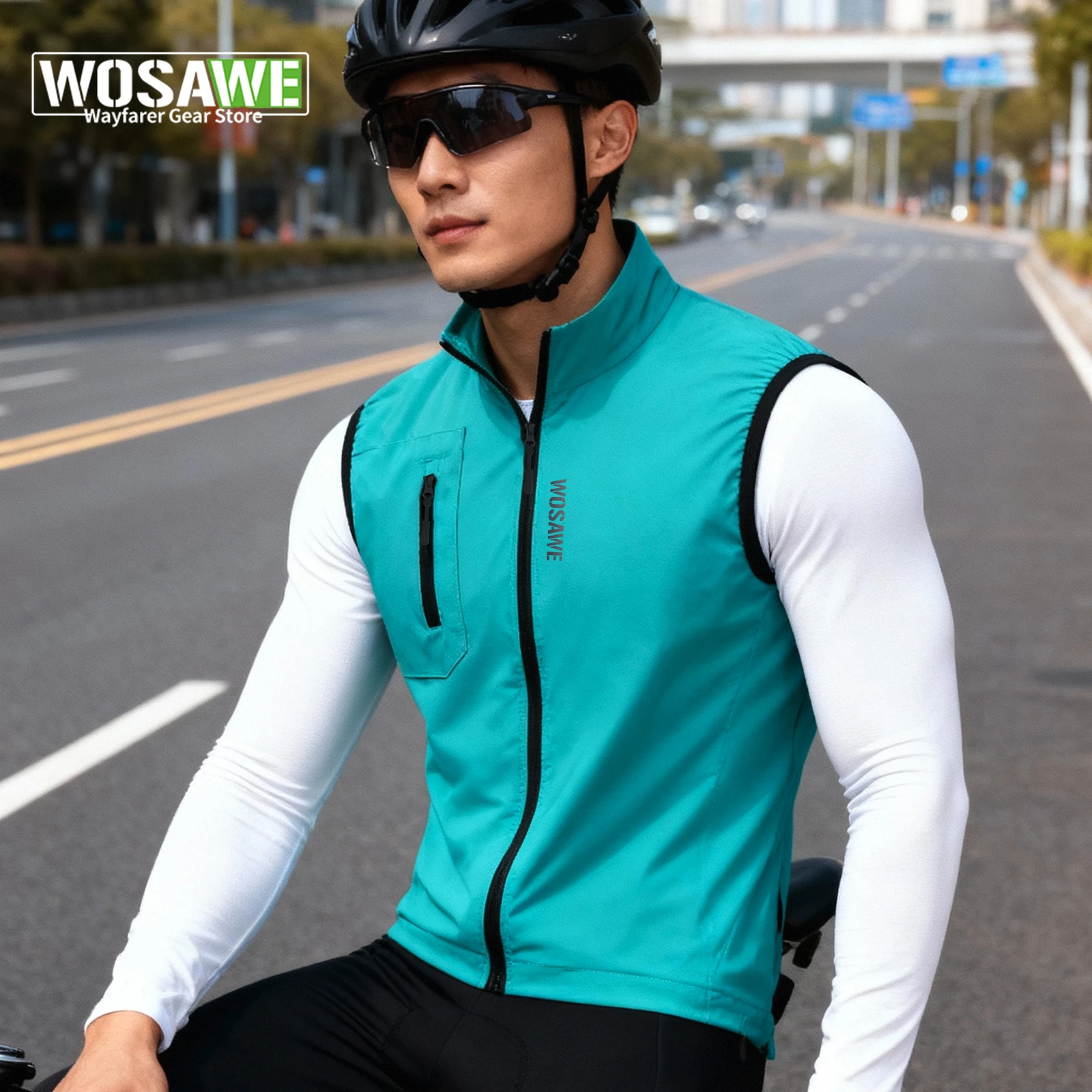 

WOSAWE Men Lightweight Cycling Vest Windproof Hiking Vest Sleeveless Breathable Slim Fit Bicycle Gilet MTB Road Bike Jersey