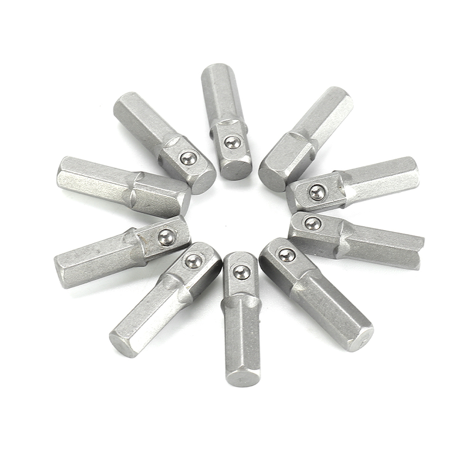  10 PCS Socket Adapter  Converter 1/4" Hex Shank To 1/4" Square  Drive 25mm Hexagon Handle Adapter  Converter Drill Tools 