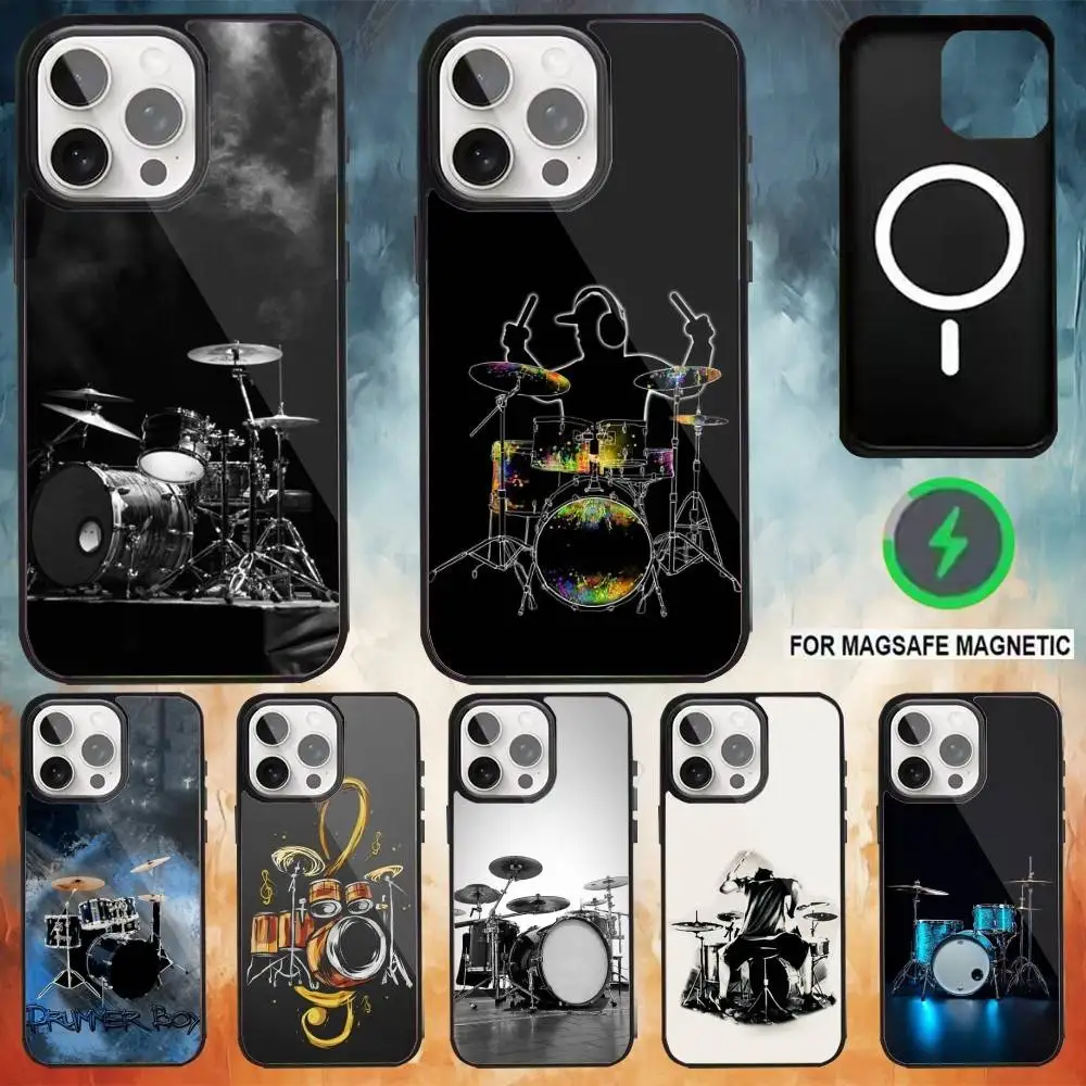 

Drummer D-Drum Set Phone Case For iPhone17,16,15,14,13,12,11 Plus,Pro Max Magnetic For Magsafe Wireless Charging