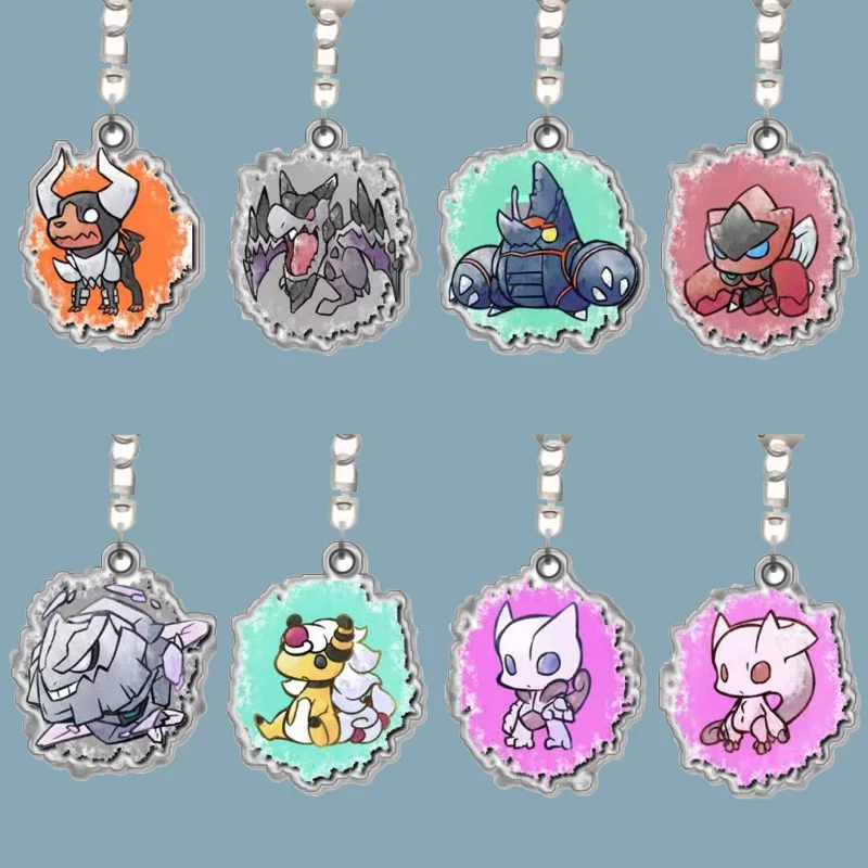 Mega Aerodactyl Mega Ampharos Mega Mewtwo X Sylveon Original Acrílico Artesanal Fofo Desenho Animado Anime Chaveiro Pingente Brinquedo Presente