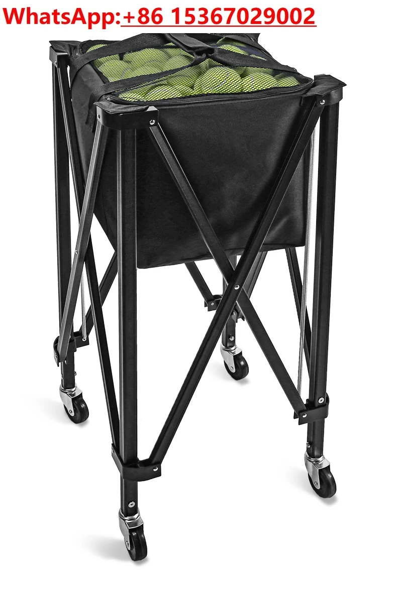 بعجلات فرامل، 180 سلة تنس بيسبول، قابلة للطي محمولة، مدرب تنس ذو سعة كبيرة