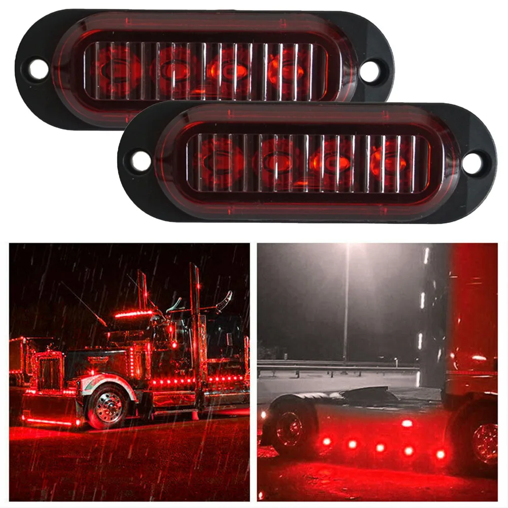 

2pcs BRIGHT RED Truck Trailer Side Marker Indicators Lights DC 12V-24V Caravans Warning Signal Lamp Shockproof Clearance Light