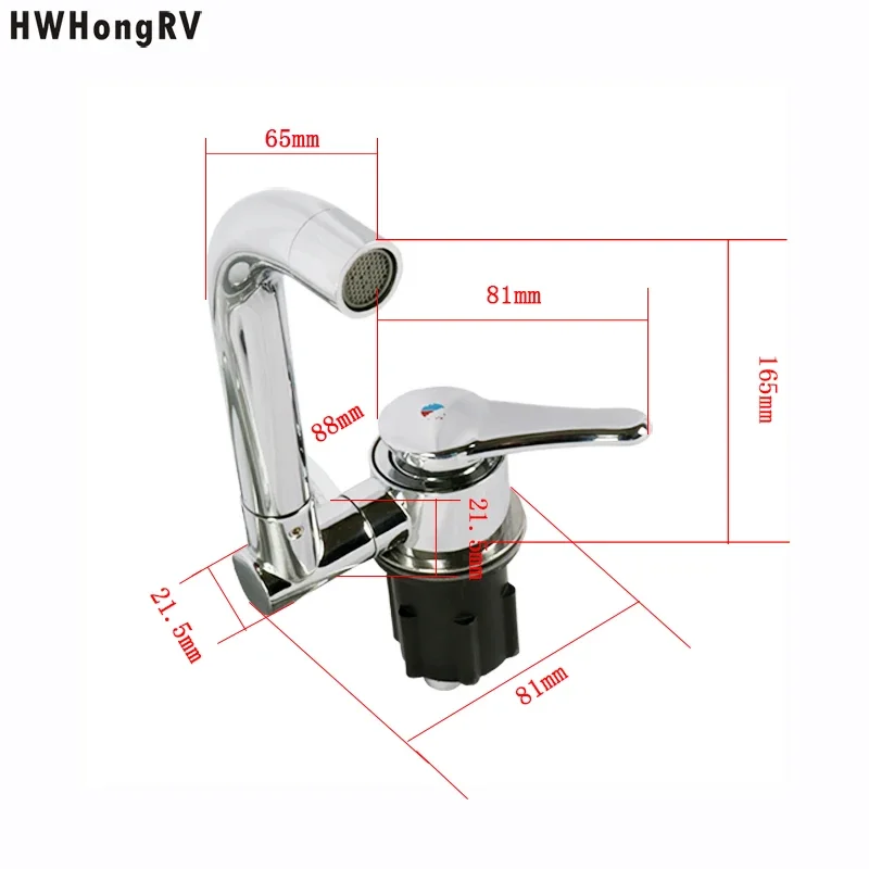 

HWHongRV Handle Switch water tap Integrated Hot and Cold Water Faucet with 360 Degree Movement - Ideal for RVs