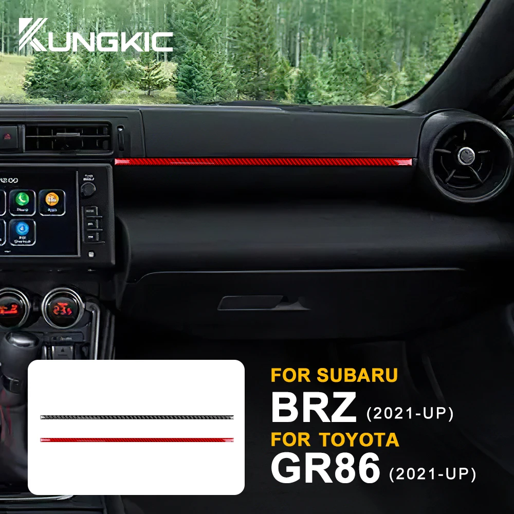 Real Carbon Fiber Cover For Subaru BRZ Toyota GR86 2021 2022 Car Co-pilot Central Control Strip Interior Trim Styling Sticker