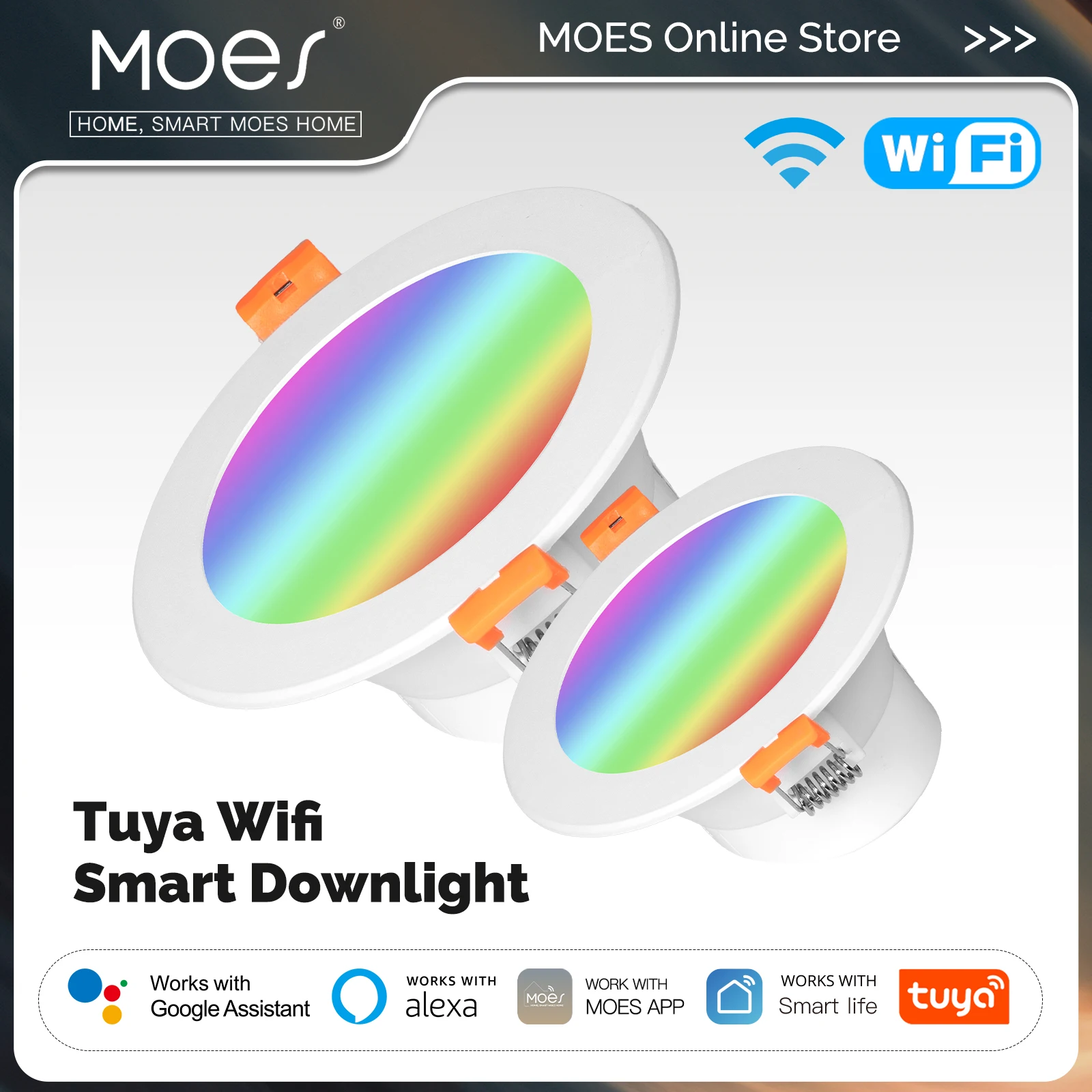 MOES WiFi Smart LED Downlight Zigbee Dimming Round Spot Light 9/12W RGB Color Changing Warm Cool Light Alexa Google Home Voice