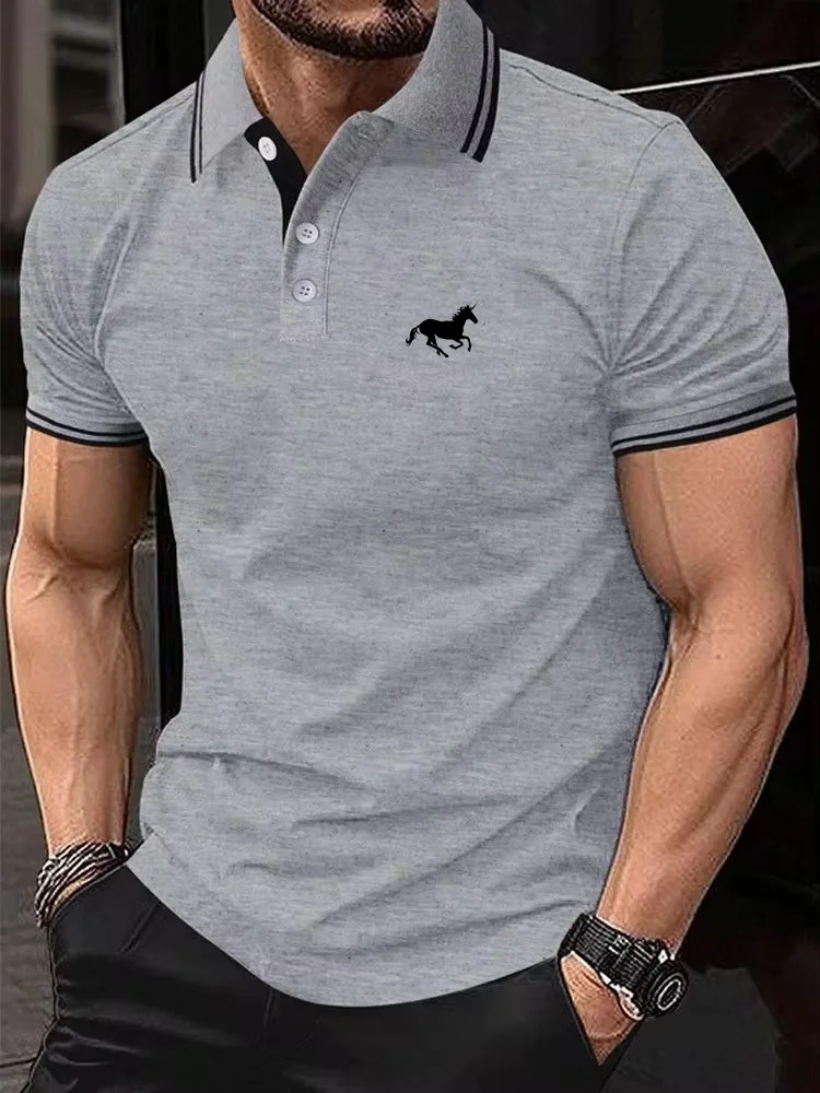 2025 camiseta masculina clássico de manga curta camisa polo verão topo casual camiseta botão lapela super grande S-3XL camisa polo casual