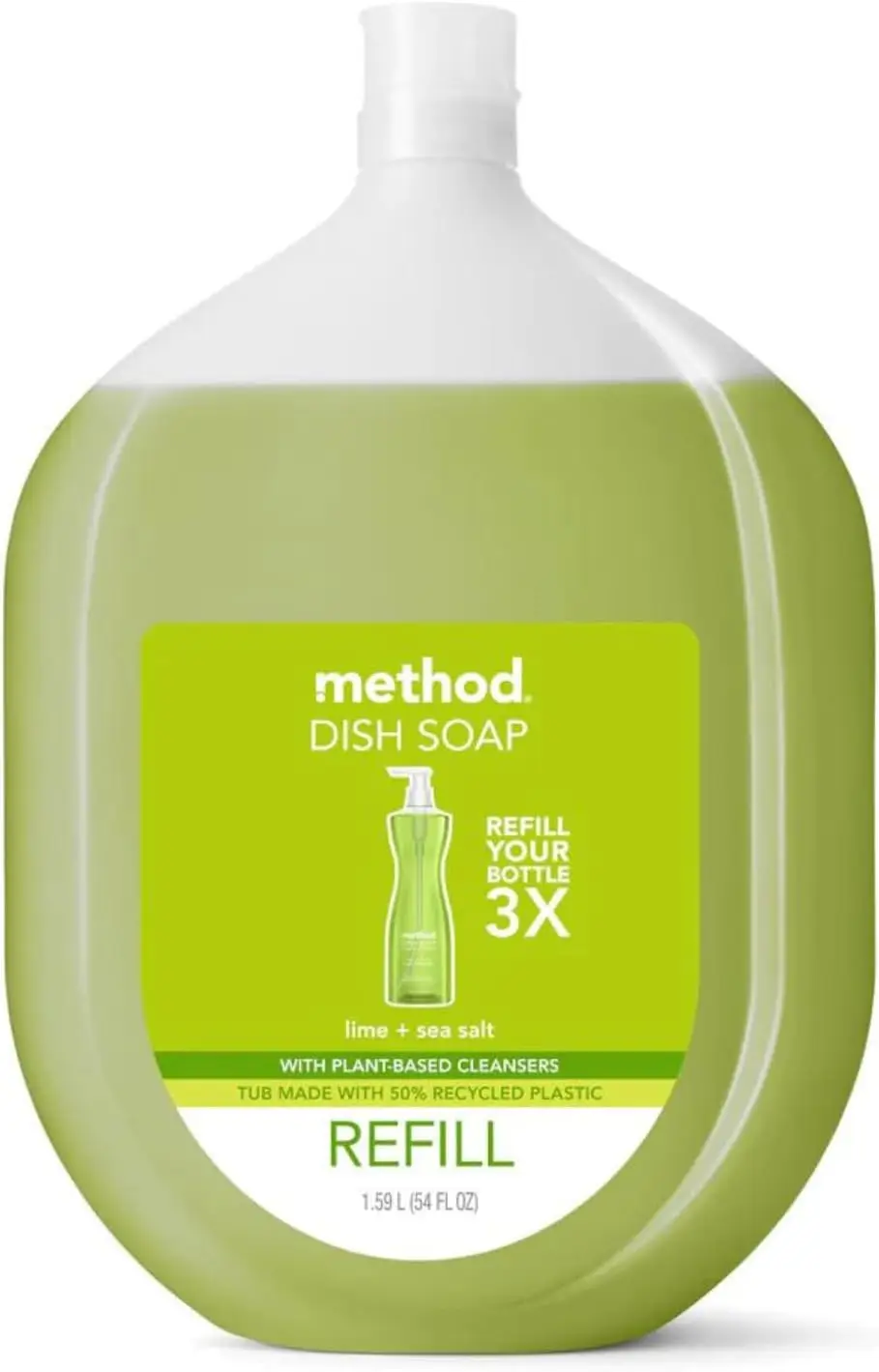 

Lime Sea Salt Scent Dish Soap Refill, Powerful Cleaning Formula, Large Tub Cuts Through Grease, 54 Fl Oz