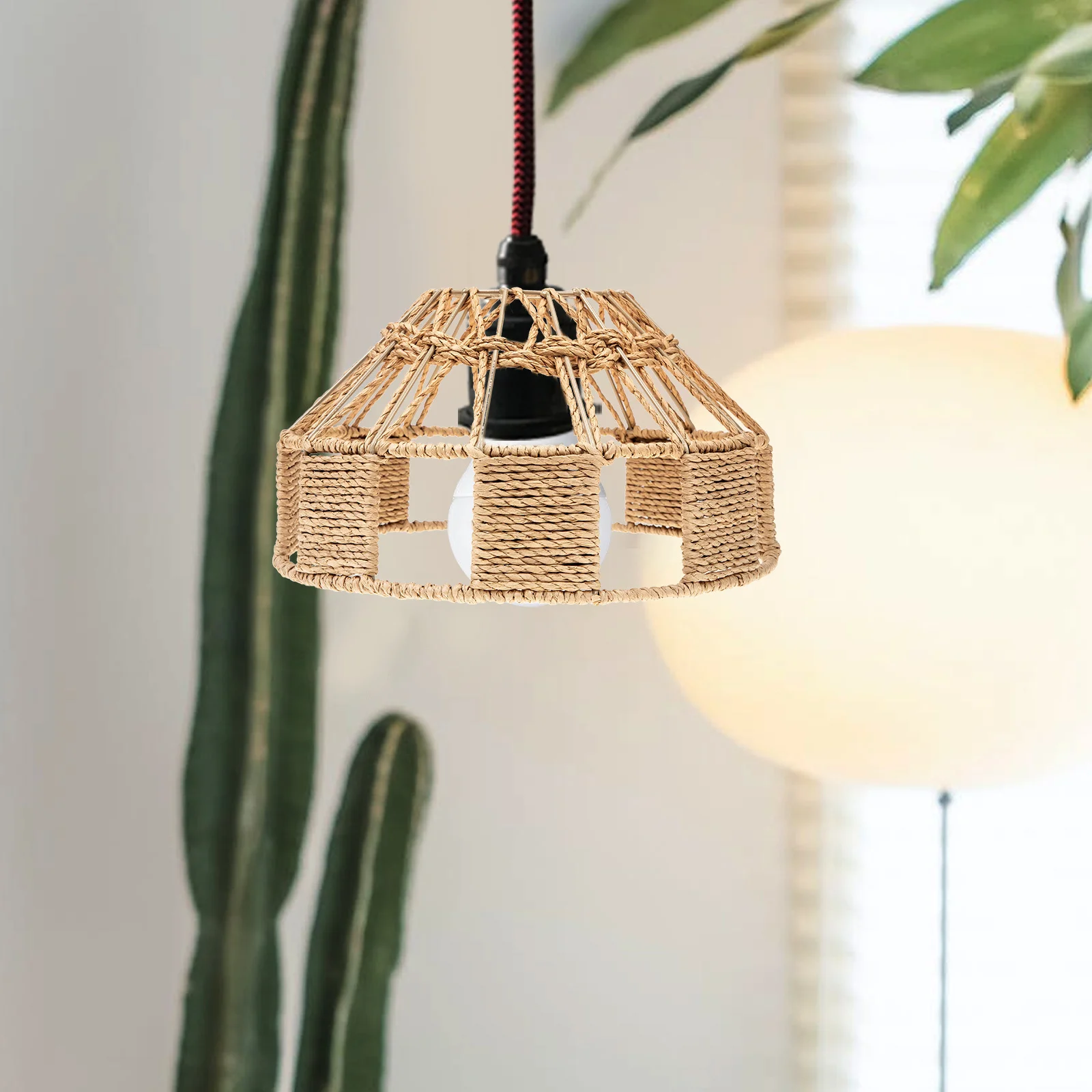 

Led Paper String Lampshade Woven Drum For Home Bedroom Ceiling Pendant Light Decorative Warm Lighting Cover Chandelier