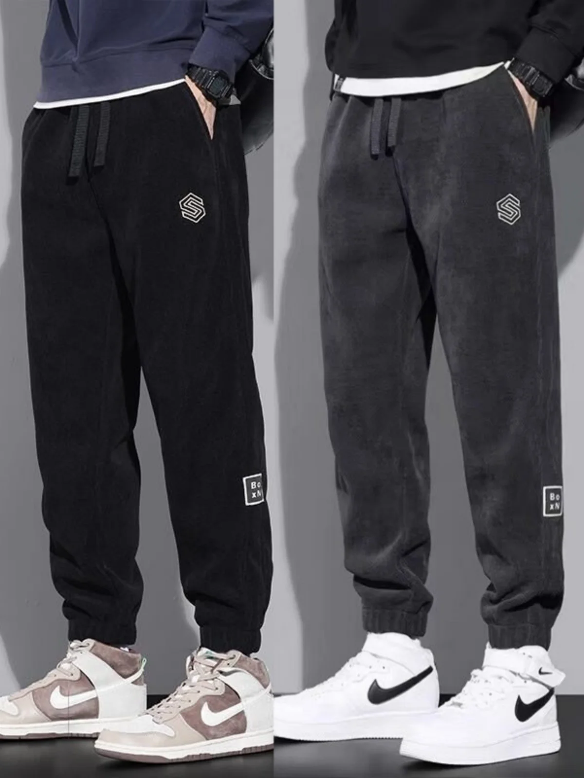 

Мужские утепленные брюки на флисовой подкладке, повседневные, зауженного кроя, в уличном стиле, осенне-зимние, модные