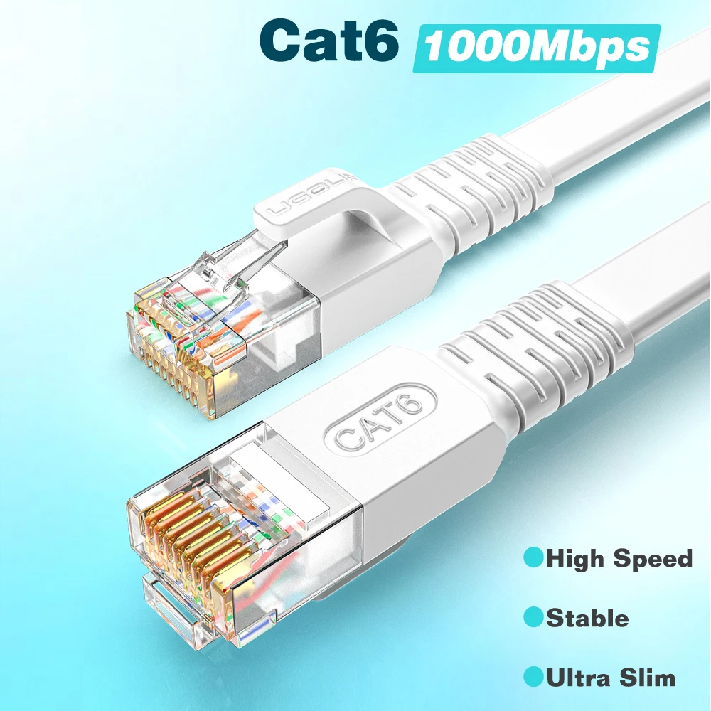 Ultralichte ultradunne 1,5 mm witte Cat6 patchkabel 1Gbps platte Cat 6 1000Mbps RJ45 LAN netwerkkabel 0,5m - 5m 10m 30m voor router