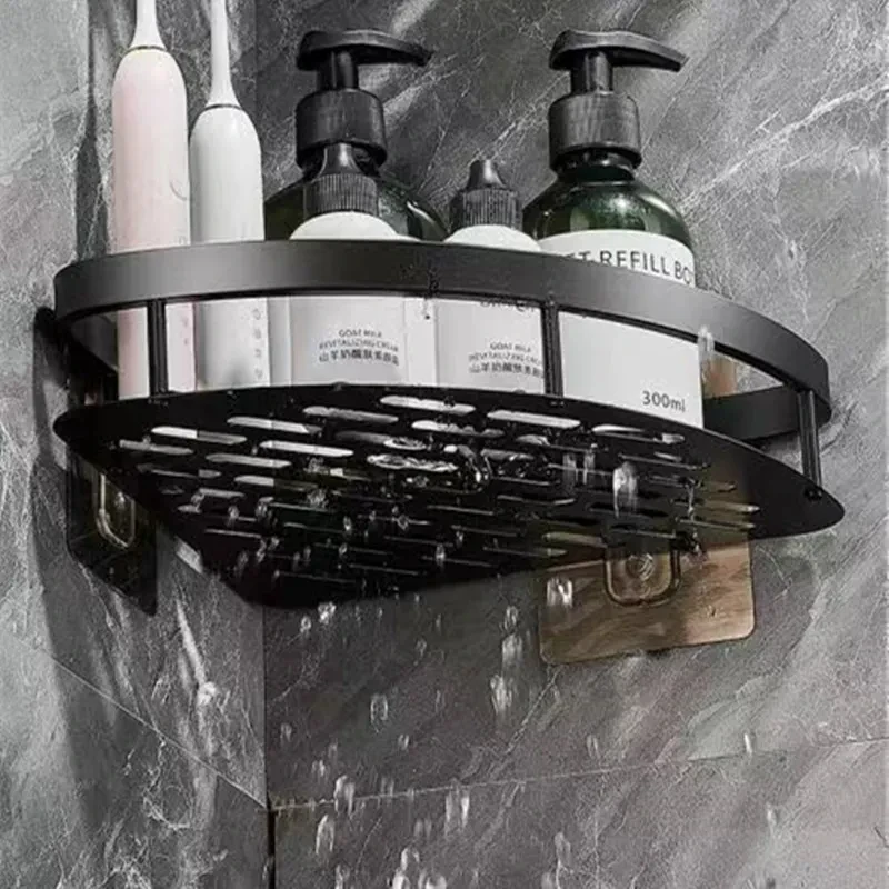 Estante de baño de aleación de aluminio para champú, organizador de almacenamiento de maquillaje, estante de ducha, accesorios de baño sin taladro, estante de esquina de pared