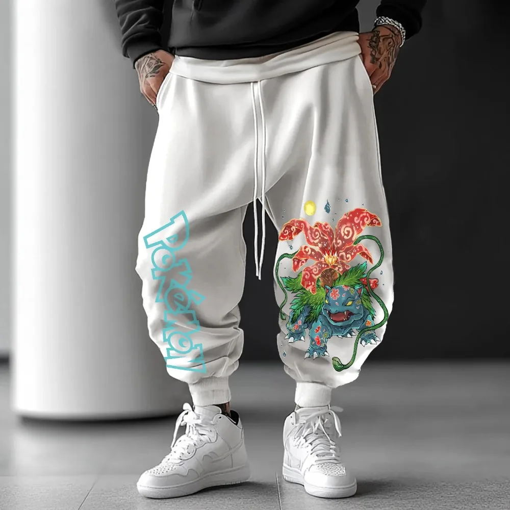 Celana Panjang Santai Pria Musim Gugur/Dingin 2025 Motif Anime Pokémon, Gaya Harajuku Trendi, Serbaguna, Longgar, Kasual