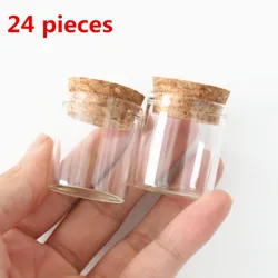 24 개/몫 25*30*35mm 12ml 작은 유리 병 마개 유리 항아리 테스트 튜브 코르크 향신료 미니 DIY 병 용기 항아리