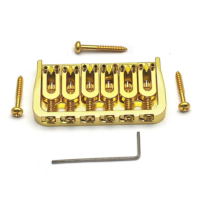 

6 String Guitar Fixed Bridge 72.8x38MM-10.6– Metal Hardtail Bridges Replacement Part for Electric Guitar Black/Chrome