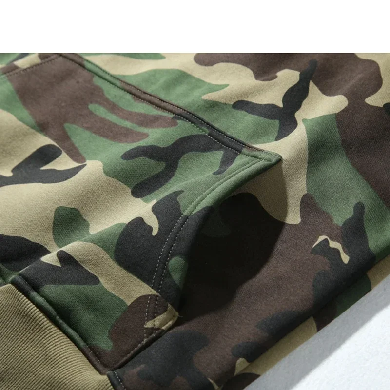 S-5XL Plus Size Men\'s  Style Camouflage Hoodie Spring Fall Fashion Casual Loose Hooded Long Sleeve Thicken Fleece Coats