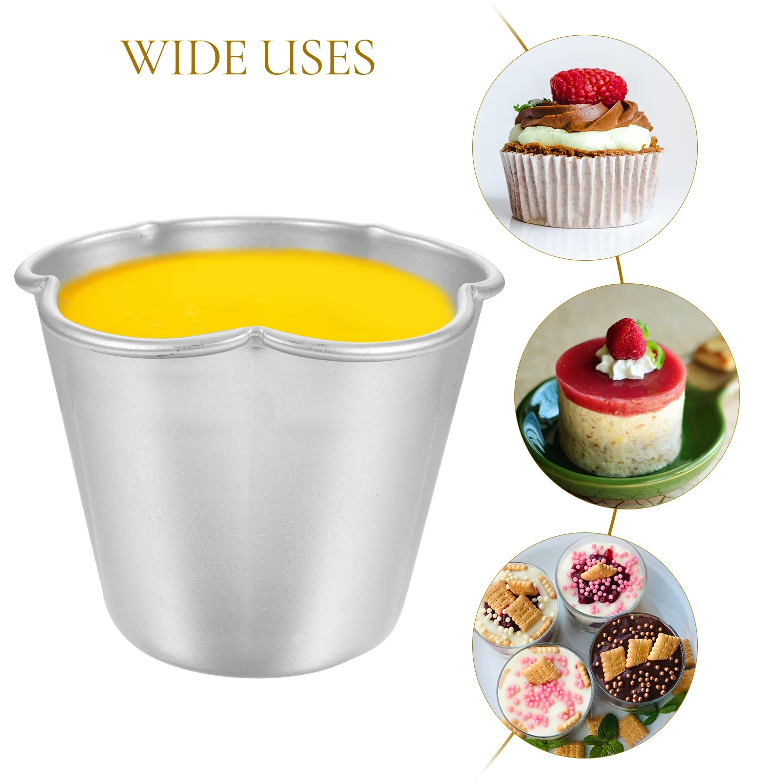 

6Pcs Baking Mold Set Heavy-Duty Cake Molds for Tartlets Pudding Muffin Cups Metal Non-Stick Reusable Oven-Safe Mold