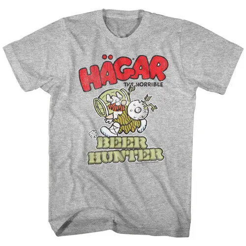 Hagar the Horrible Beer Hunter T-shirt - Gray High Quality 100%Cotton Short Sleeve