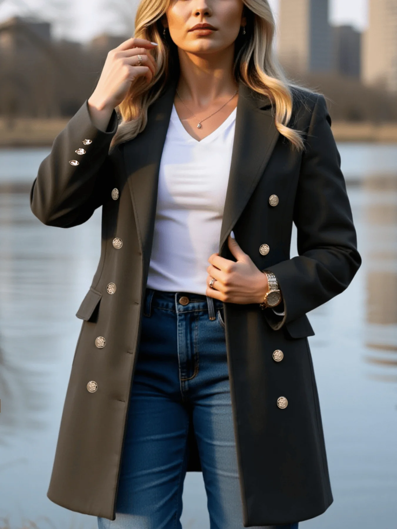 

Women's Vintage Double-Breasted Warm Trench Coat for Autumn Winter Thickened Winter Wool Coat Fashion Item Trench Coat