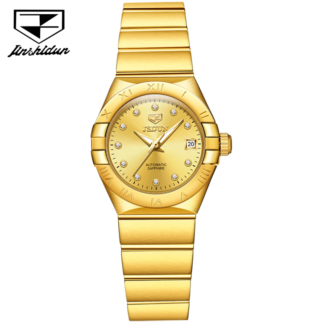 JSDUN 8848 Fashion Mechanical Watch Gift Stainless Steel Watchband Round-dial Wristwatch Calendar