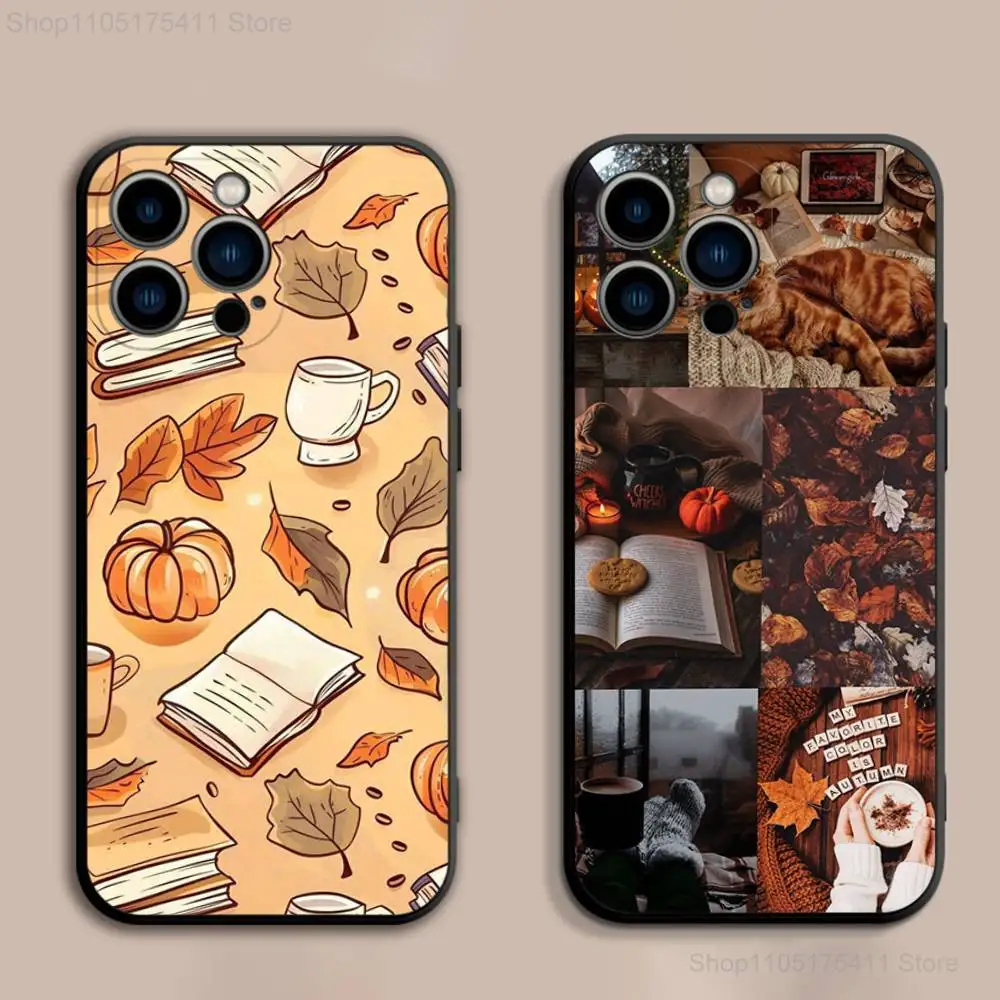 

Autumn Leaves PumpkinS Phone Case For iPhone 17,16,15,14,13,12,Pro,Max,Plus,E,SE4,Air,Mini Black Soft Cover