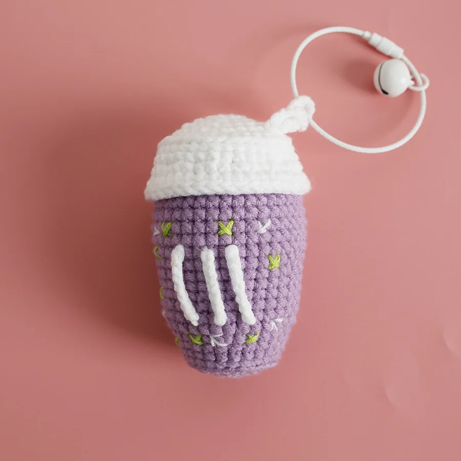 Creative Milk Tea Series Animal Doll Crochet Keychain Knitting Capybara Doll Keychain Cute Coffee Cup Keyring Custom Accessories view 5