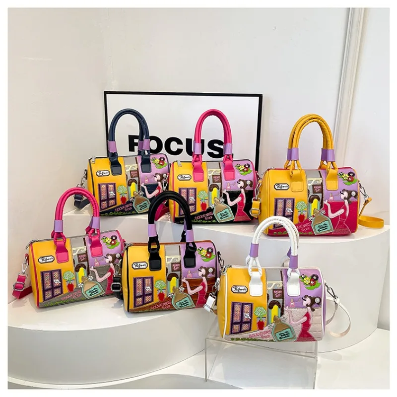 

Fashion Design Patchwork PU Zipper Shoulder Bags Personality Stylish Youth Crossbody Bags 2026 High Quality Retro Women's Bag