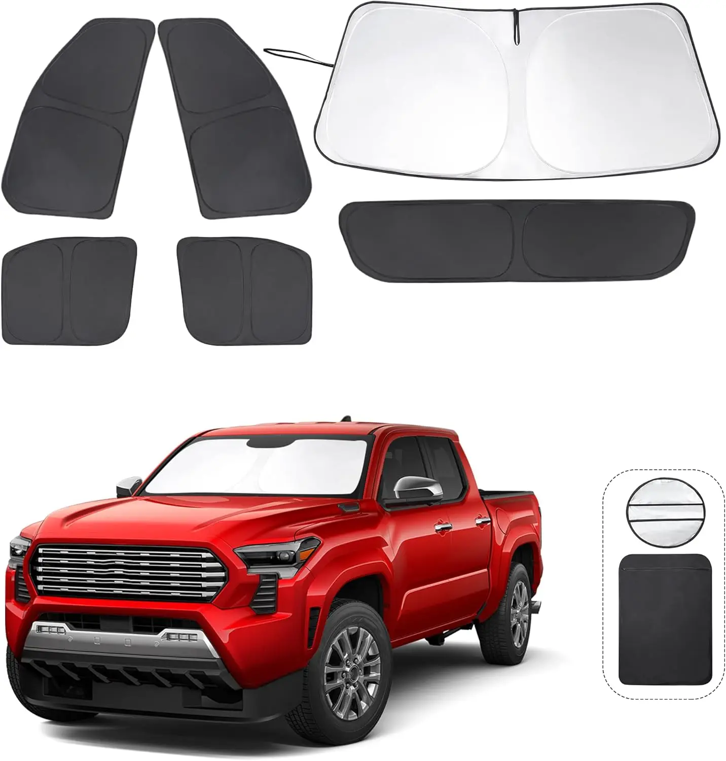 

Комплект из 6 складных солнцезащитных шторок на заказ для Toyota Tacoma 2024-2026: защита от солнца и сохранение прохлады в салоне