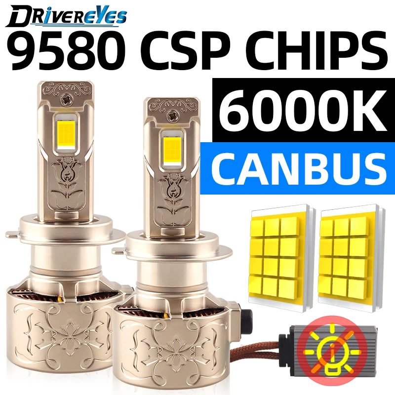 

H4 Светодиодные автомобильные фары Canbus No Error H7 9005 HB3 H11 H1 HB4 9006 H8 H9 9012 HIR2 24PCS CSP Chip Противотуманные фары Hi/Lo Beam 6000K
