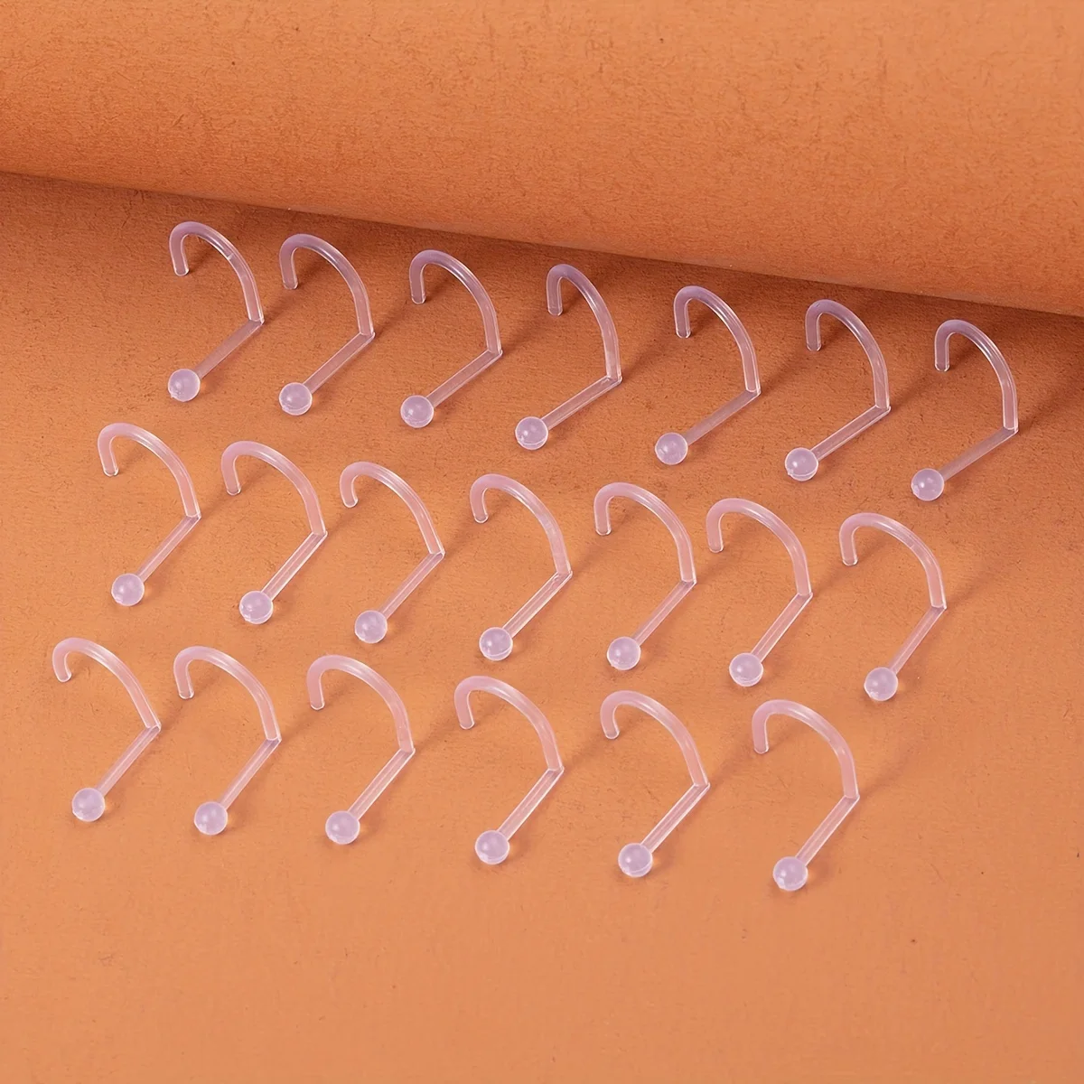 10/20/50/100 Pcs Clear Bioflex Nose Ring Set 20G Flexible Acrylic Nose Piercing Body Jewelry Top Ball 2mm For Man and Woman