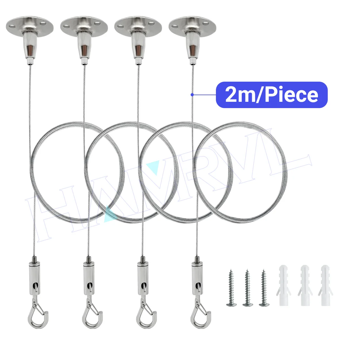 

2m 4pack Adjustable Stainless Steel Wire Rope Ceiling Advertising Board Acrylic Board Suspension Fixed Hanging Rope Kit