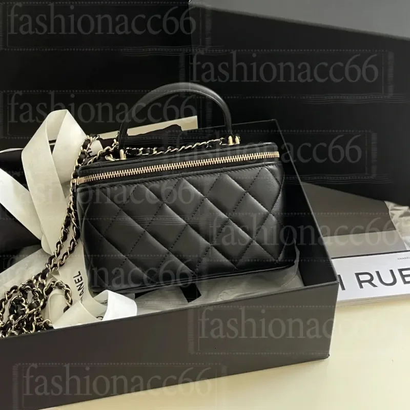 Channeled Bag Women designer makeup bag High Quality Sheepskin Diamond Lattice Handle Vanity Box Tote Bags Crossbody Shoulder Co
