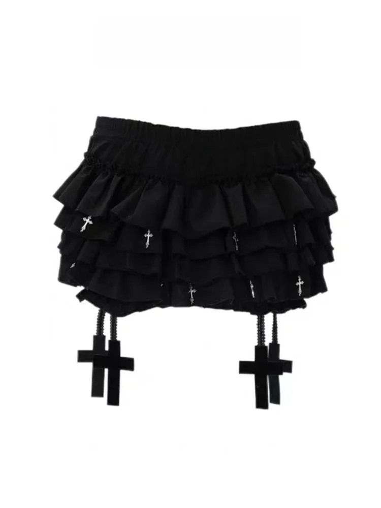 

Gothic Cross Bla Skirt Women's Summer Sexy Fluffy A-Line High Waist Cake Skirt Commute Vintage Sle Inner Lined Loose...