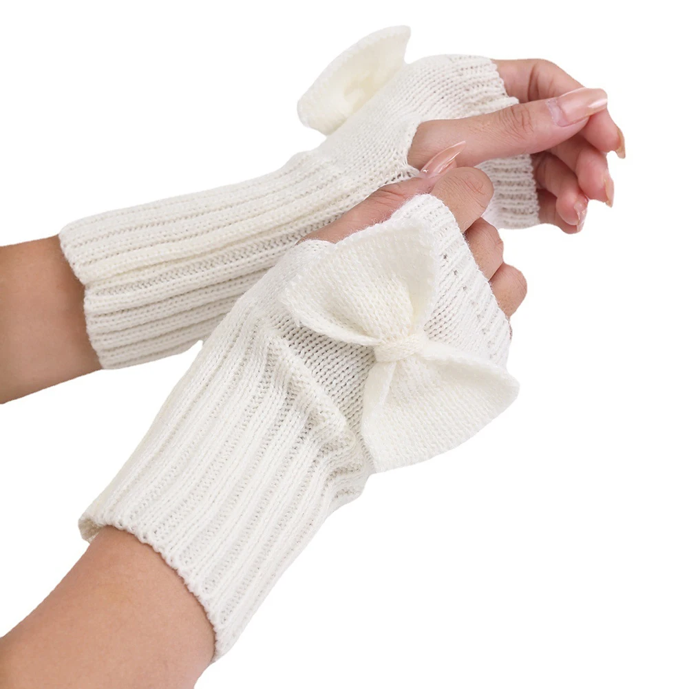 Half Finger Gloves For Women Winter Soft Warm Wool Knitting Arm Short Warm Fingerless Mittens Handschoenen Unisex Guantes