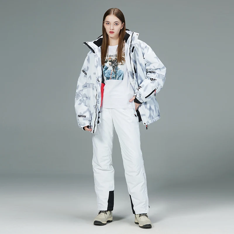 -30، جبل الثلج، ملابس بدلة ثلج للرجال والنساء، زي شتوي مقاوم للماء، ملابس التزلج على الجليد، أطقم بدلات التزلج سترات + بنطلون