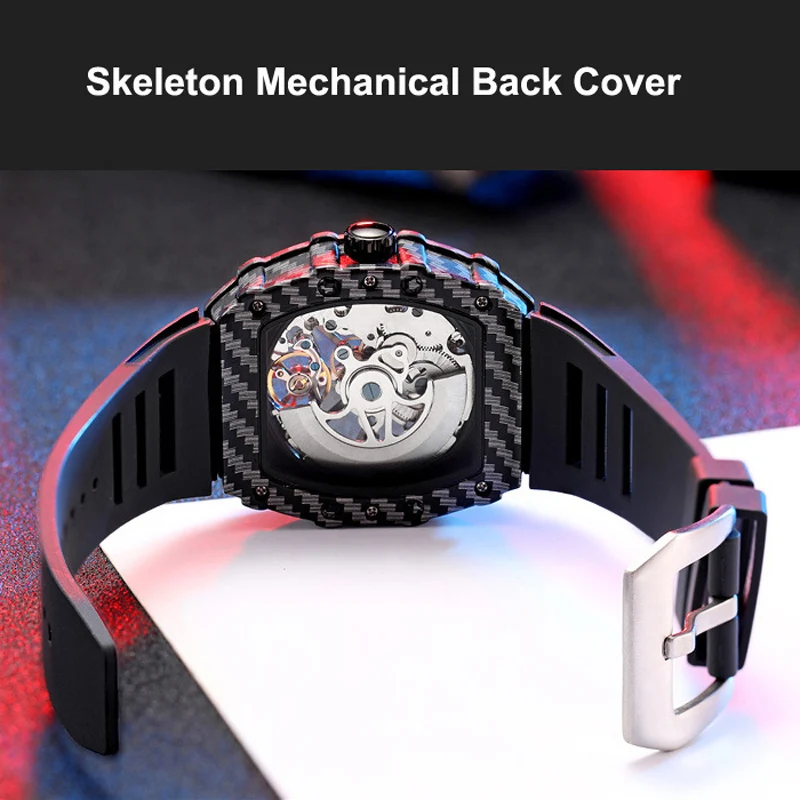 Automatic Watch for Men Tourbillon Watch Men Watches Skeleton Luxury Watches Silicone Strap New Relogio Masculino