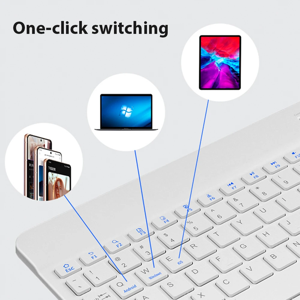 For Android Ios Windows Bluetooth Wireless Keyboard White Extra Long Standby Tablet Keyboard And Mouse With One Click Switch