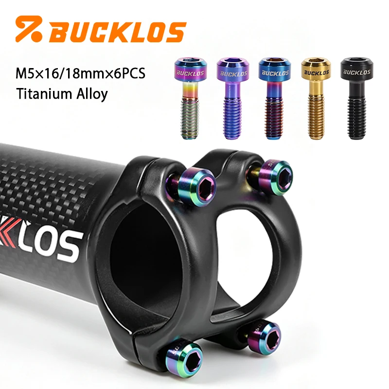 Цветные титановые болты для выноса руля BUCKLOS M5x16 мм, 18 мм, легкие, с шестигранной головкой, для велосипедов MTB и шоссейных велосипедов.