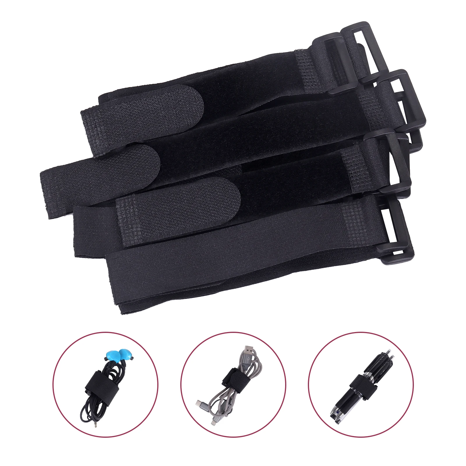 10Pcs 2.5cm Width Nylon Cable Ties Reverse Buckle Strap Reusable Self Adhesive Tape Fastener Hook Loop Fixed Strap Sticky