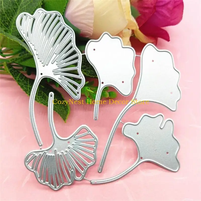 92MF 1x5-Pieces Lotuses Leaf Metal Cutting Dies Embosed Mold DIY Scrapbooking Album Paper Craft Cards Stencil Template