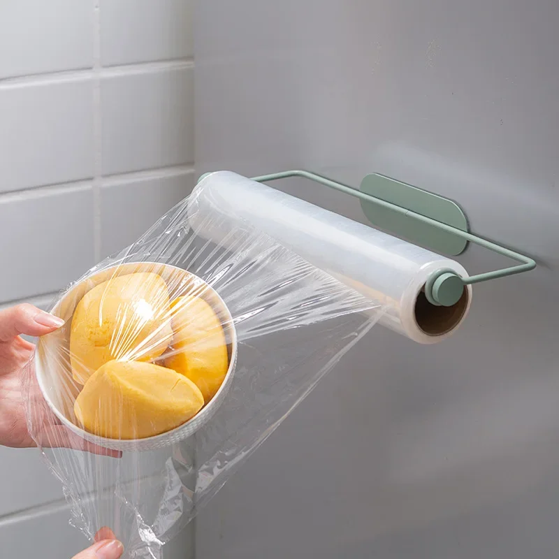 

Kitchen Paper Towel Rack Iron Hanging Rack Oil Absorbing Paper Fresh-Keeping Film Storage Rack Hole Free Lazy Rag Roll PaperRack