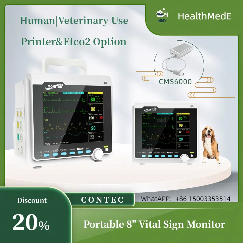 Contec cms6000 Patienten monitor Mensch/Veterinär tragbar 6 Parameter 8 "Vital zeichen EKG Nibp resp