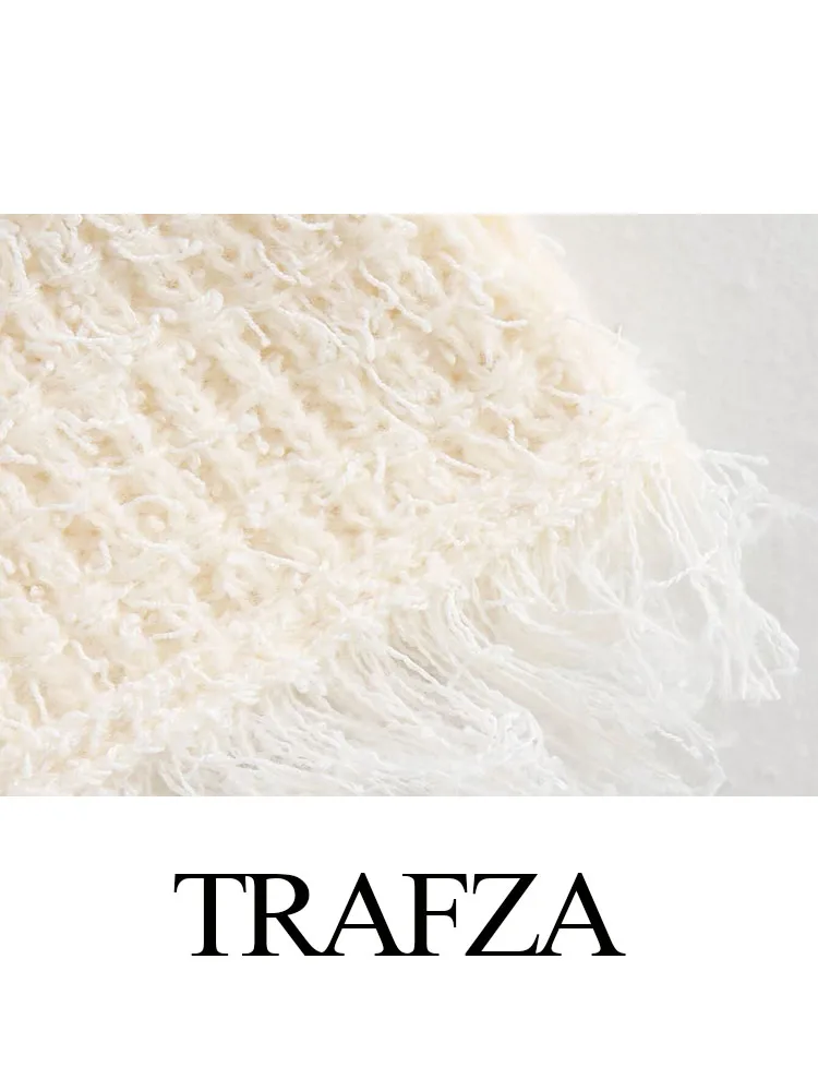 TRAFZA-saia elegante de malha feminina, bolsa elástica na cintura, monocromática, fina, fina, quadril, aresta áspera, feminina, verão