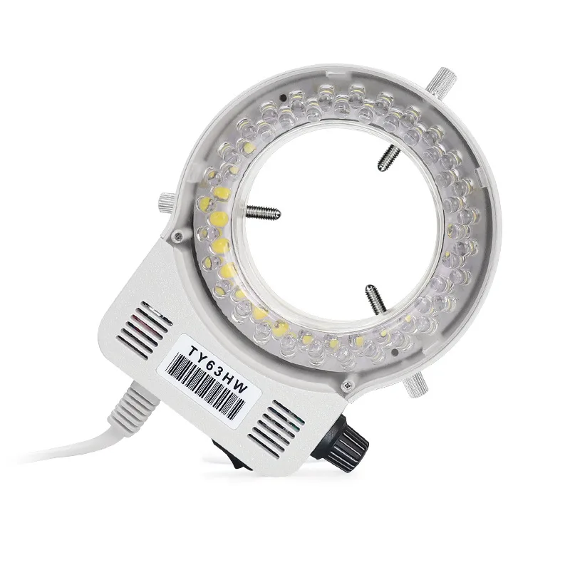 YT63HW Microscope Ring Light Source Adjustable Brightness Uniform Concentrating LED 56 Lamp Beads for CCD Camera