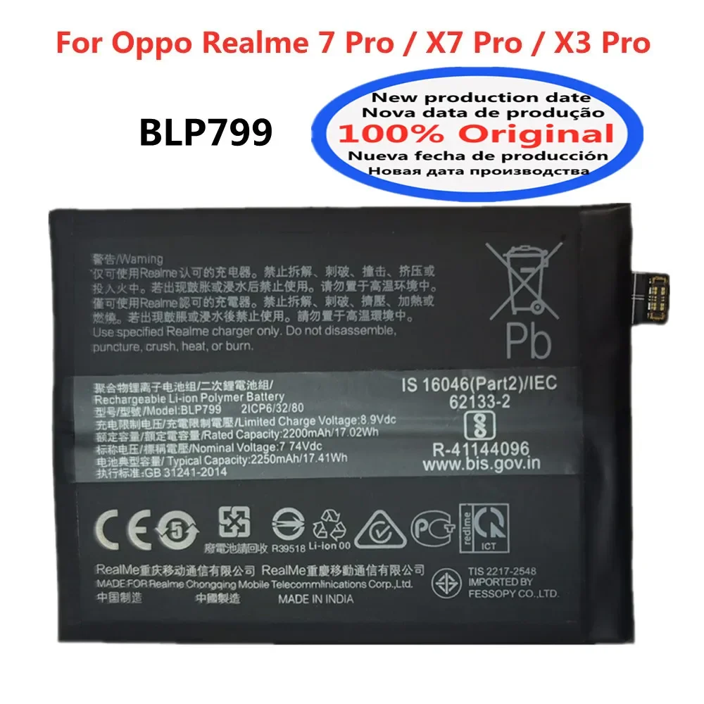 

New BLP799 Phone Original Battery For Oppo Realme 7 X7 X3 Pro Realme7 Pro RMX2170 Battery Batteries Bateria Fast Shipping