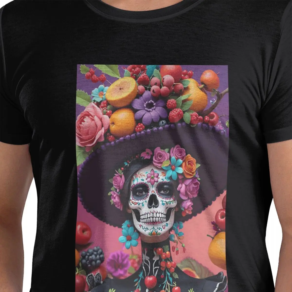 

Футболка Day Of The Dead Sugar Skull Mexican Girl из 100% хлопка, мужские забавные футболки, мужские футболки с круглым вырезом и коротким рукавом, S-6XL