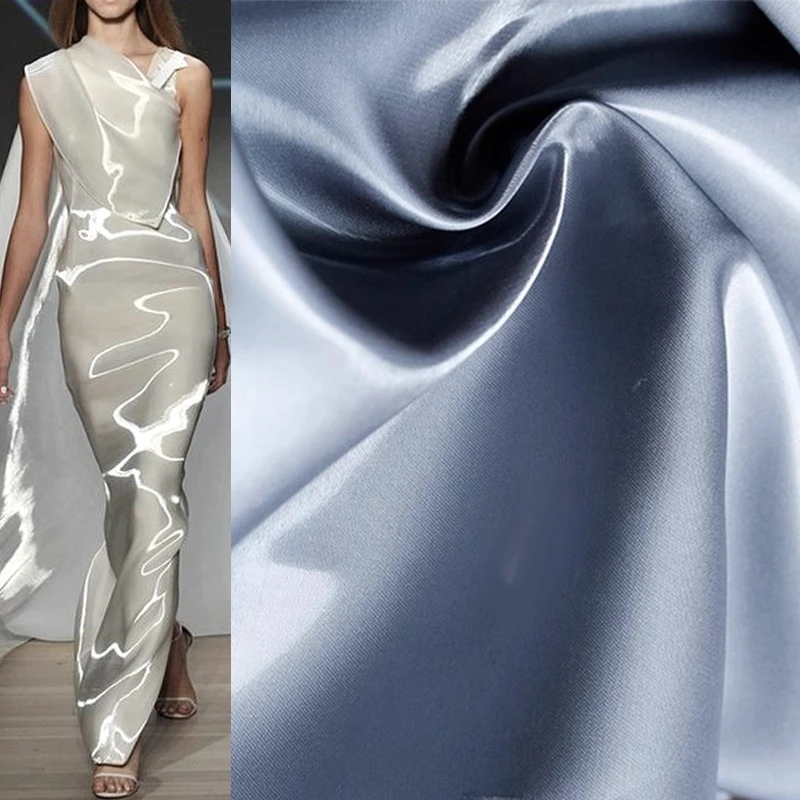 

Liquid Water Gloss Satin Fabric: Super Bright Crystal Satin, Thickened Stiff for Dresses, Skirts, Performance Costumes, Pants